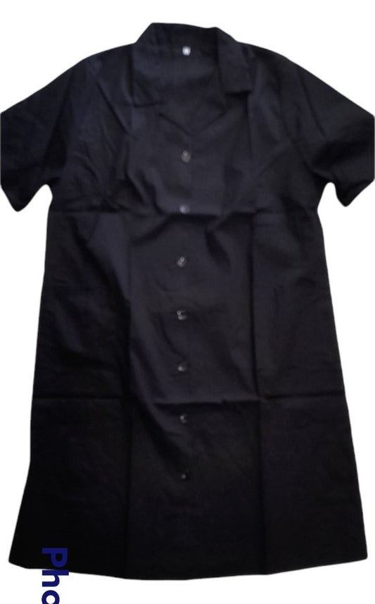 Κλασική Μαύρη Ρόμπα ποπλίνα βαμβακερή κοντό μανίκι #34109