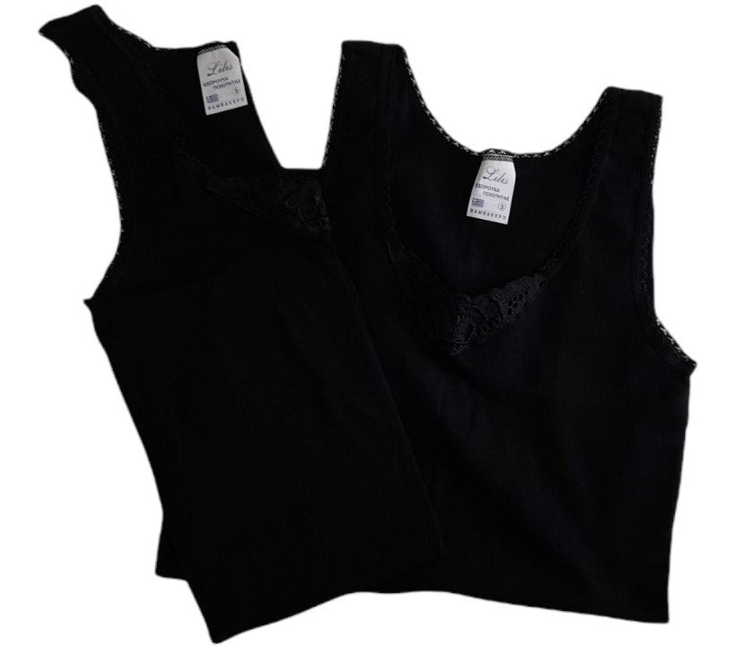 Women's black sleeveless tank top with motif 520103