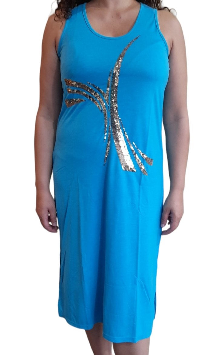 Μάξι καφτάνι viscose αμάνικο με μεγάλο strass #4440