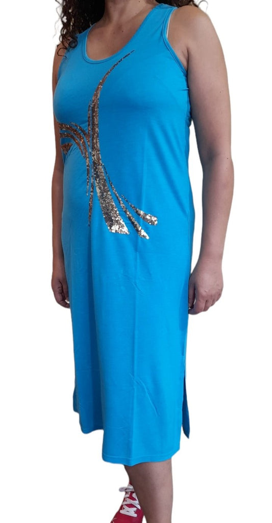 Μάξι καφτάνι viscose αμάνικο με μεγάλο strass #4440