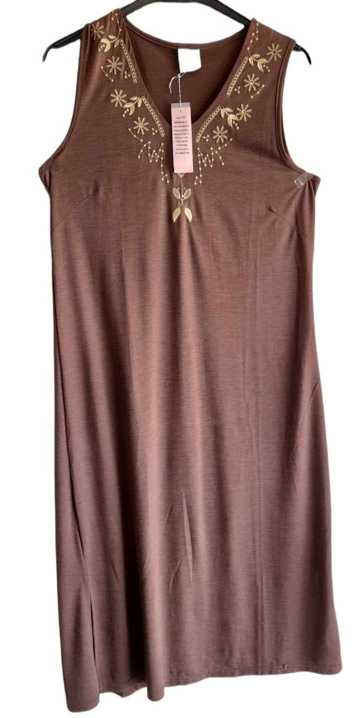 Μάξι καφτάνι viscose με κέντημα και αμάνικο #4442