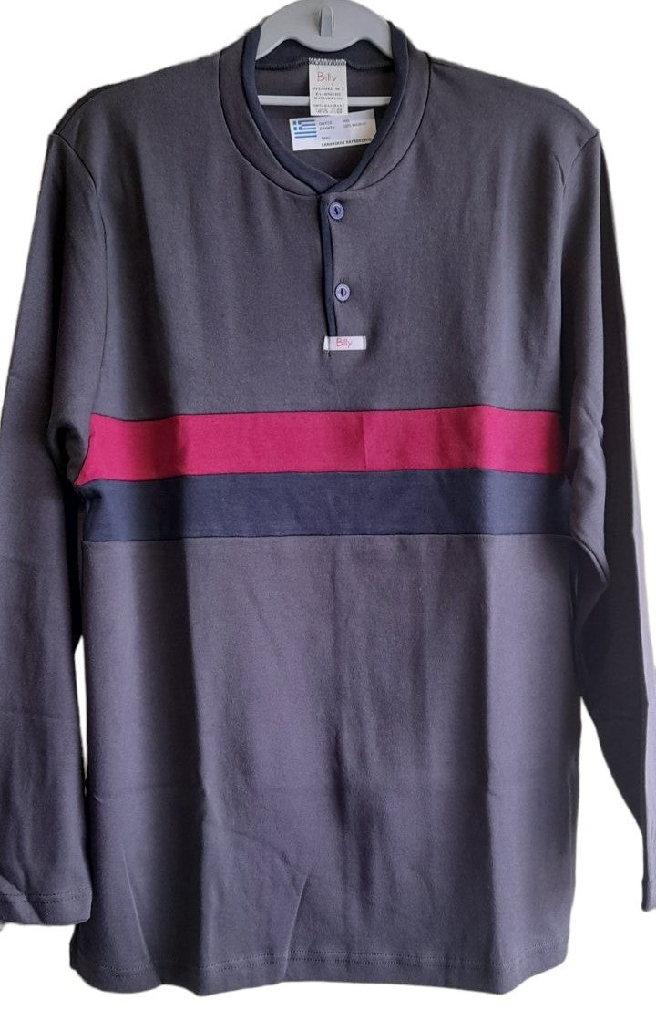 Υπερμεγέθης Βαμβακερή ανδρική πιτζάμα με πατιλέτα #Β496