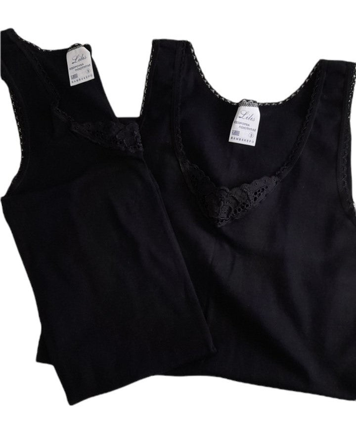 Women's black sleeveless tank top with motif 520103