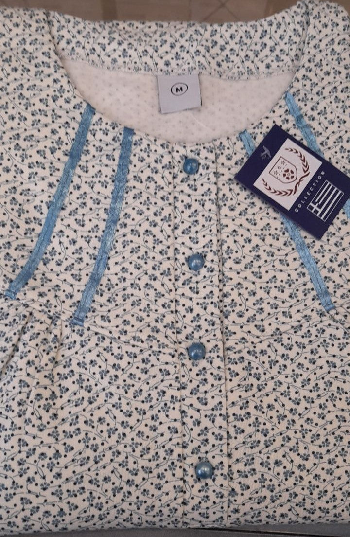 Νυχτικό κλασικό Φανέλα βαμβακερό χειμερινό με χνούδι #21618