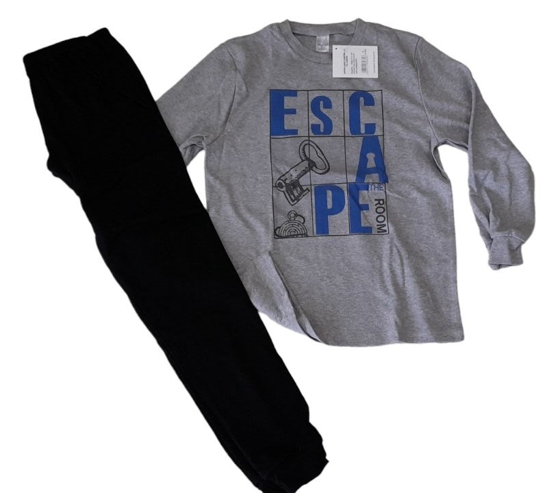 Πιτζάμα αγόρι escape βαμβακερή με μανσέτες κάτω στο παντελόνι #63982
