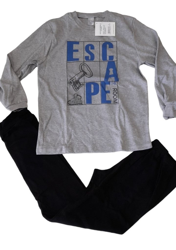 Πιτζάμα αγόρι escape βαμβακερή με μανσέτες κάτω στο παντελόνι #63982