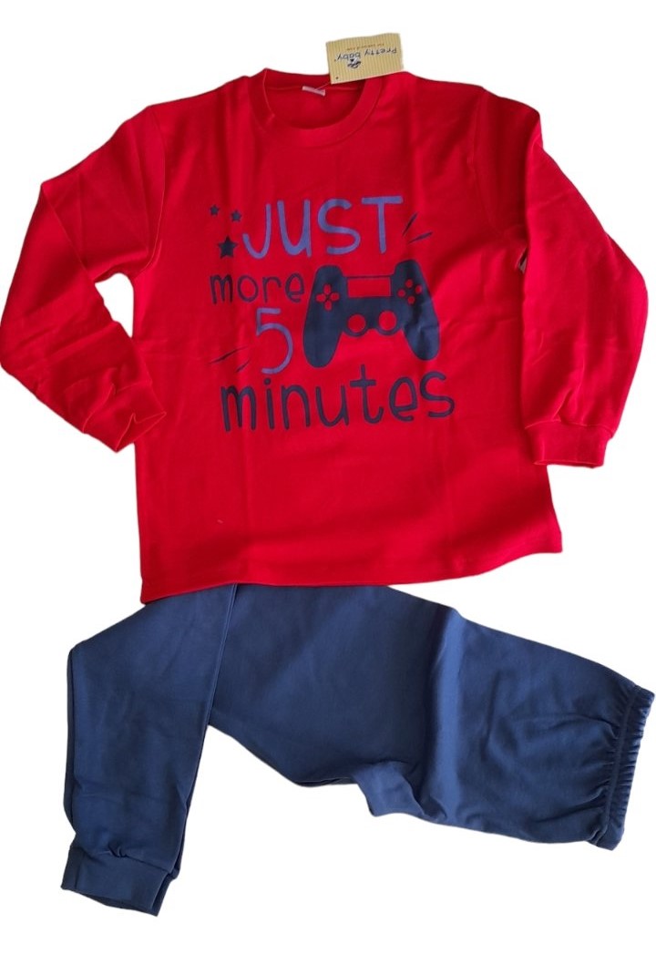 Πιτζάμα αγόρι 5min βαμβακερή με μανσέτες κάτω στο παντελόνι #63988