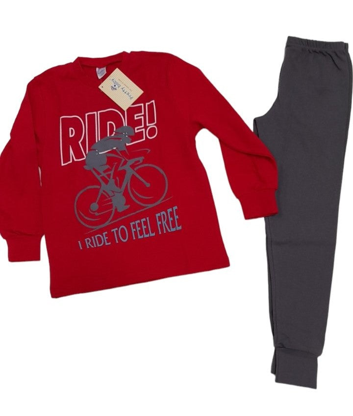 Πιτζάμα αγόρι RIDE βαμβακερή με μανσέτες κάτω στο παντελόνι #63989