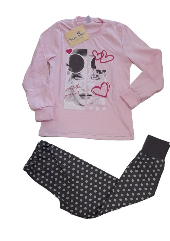 Πιτζάμα κορίτσι I AM βαμβακερή με μανσέτες κάτω στο παντελόνι #64994