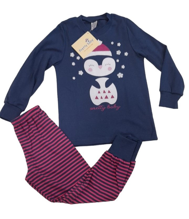 Πιτζάμα unisex SANTA PENGUIN βαμβακερή με μανσέτες κάτω στο παντελόνι #69172