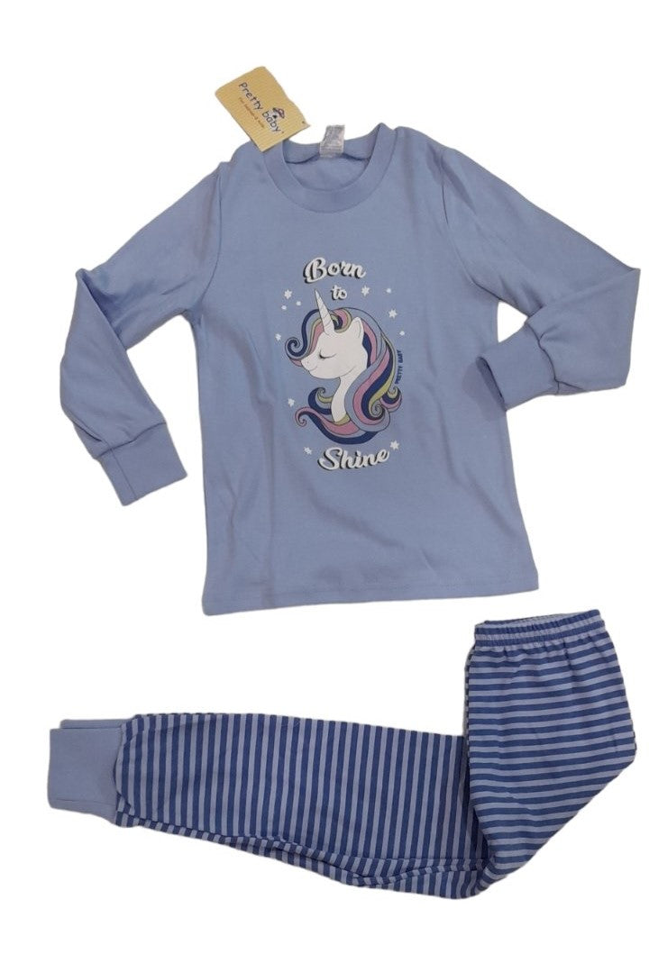 Πιτζάμα κορίτσι Μονόκερος, βαμβακερή με μανσέτες κάτω στο παντελόνι #69176