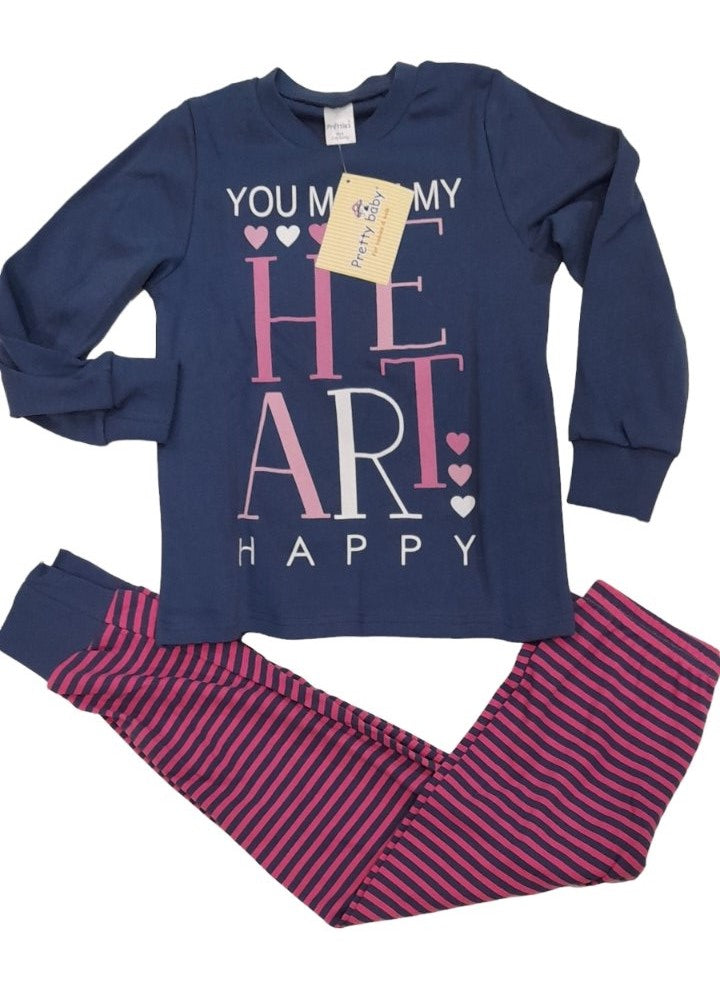 Πιτζάμα κορίτσι BORN TO βαμβακερή με μανσέτες κάτω στο παντελόνι #69176