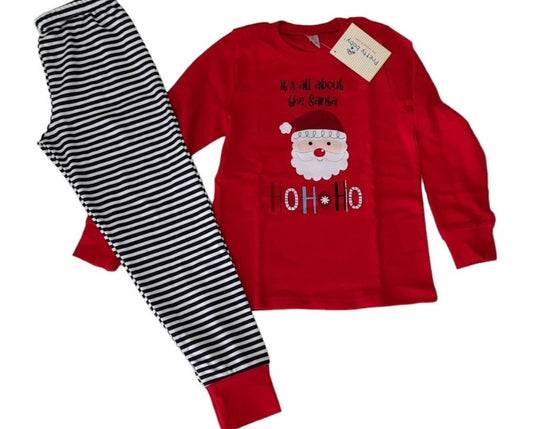 Πιτζάμα unisex SANTA βαμβακερή με μανσέτες κάτω στο παντελόνι #69919