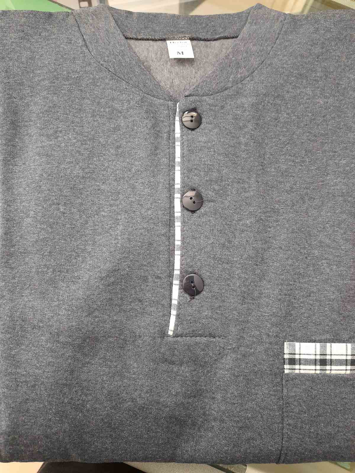 Ανδρική Κλασική φούτερ πιτζάμα με κουμπί 100% βαμβάκι #810