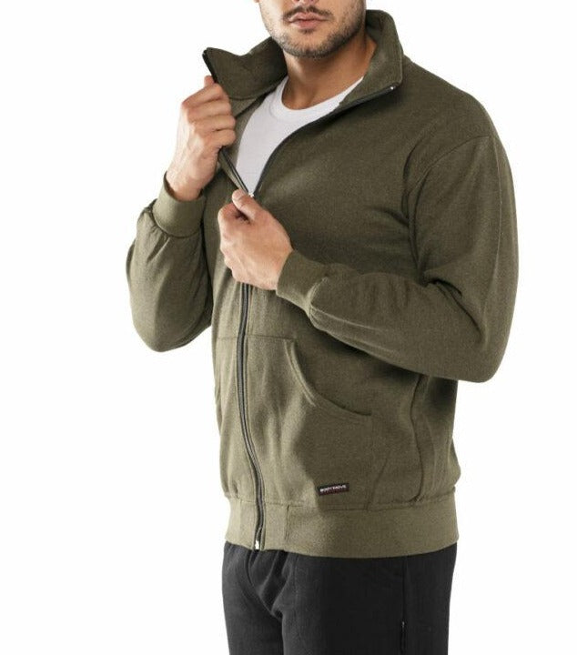 Ζακέτα με φερμουάρ σε βαμβακερό φούτερ με γιακά #073