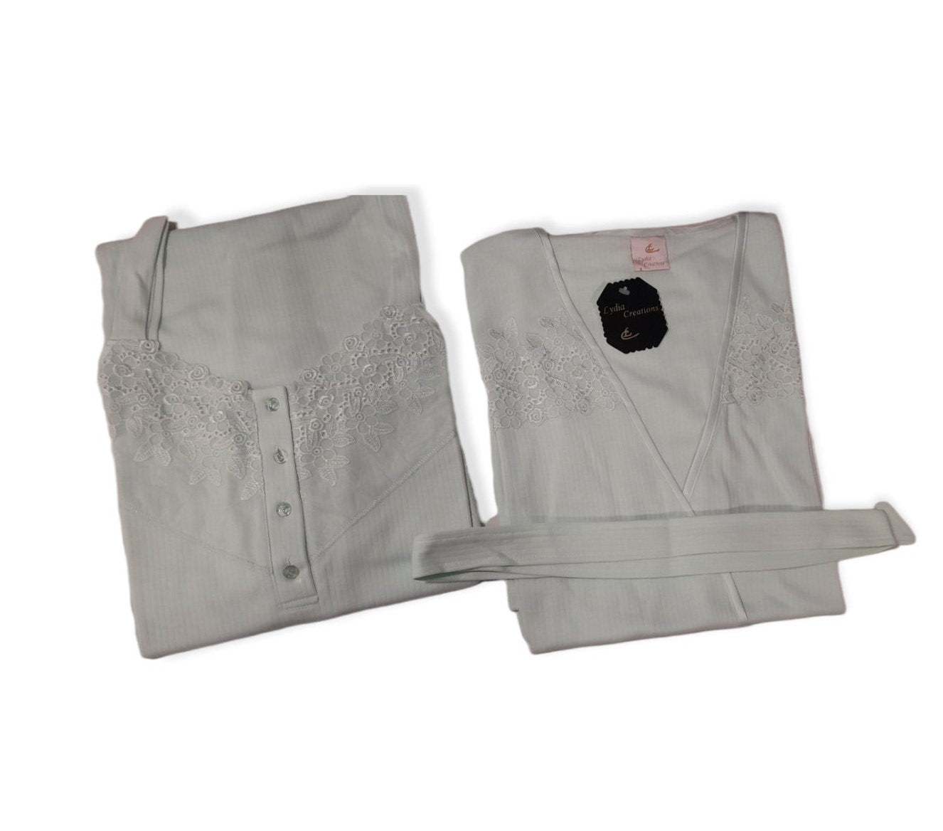 Κλασικό σετ ρόμπα και νυχτικό με κοντό μανίκι #7912