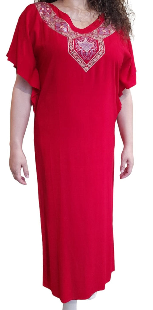 Μάξι καφτάνι viscose τρίγωνο μανίκι και σχέδιο στο λαιμό #0994stock