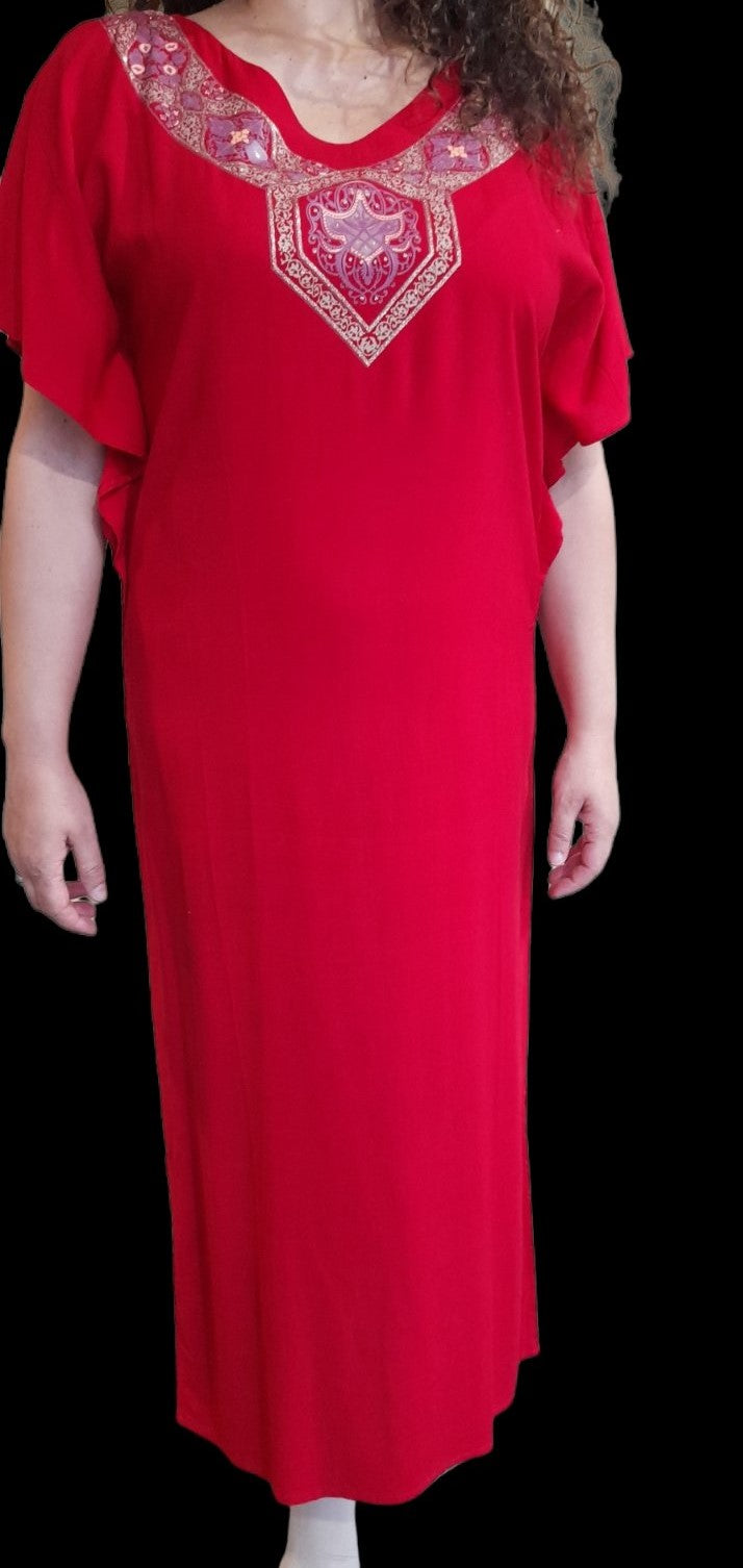 Μάξι καφτάνι viscose τρίγωνο μανίκι και σχέδιο στο λαιμό #0994stock