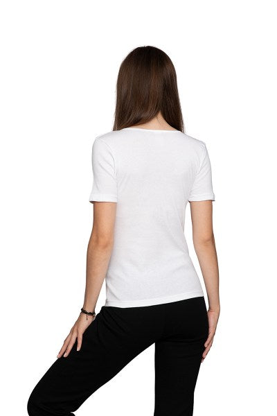 Μπλουζάκι γυναικείο βαμβακερό με κοντό μανίκι #68-68M