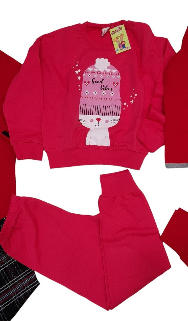 Πιτζάμα κοριτσιών good vibes φούτερ με παντελόνι Μινέρβα #61897