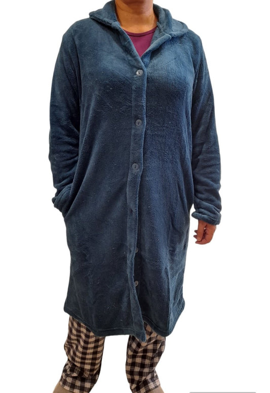 Ρόμπα μεσαίο μήκος Γυναικεία fleece με κουμπί #01227