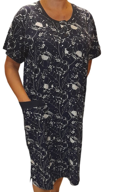 Μακό βαμβακερό φόρεμα με μανίκι Εμπριμέ #330