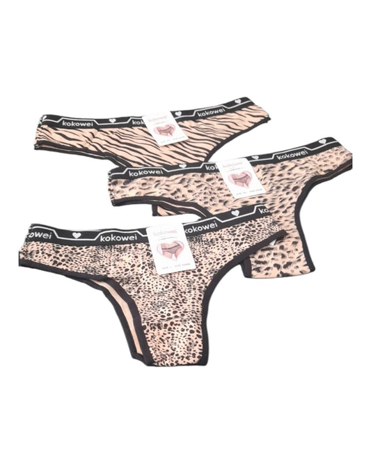 3-pack Brazilian φαρδύ λάστιχο Κυλοτάκι animal print #0469