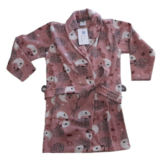 Polar fleece Ρόμπα κοριτσιών pink fluo, δετή στη μέση #0571