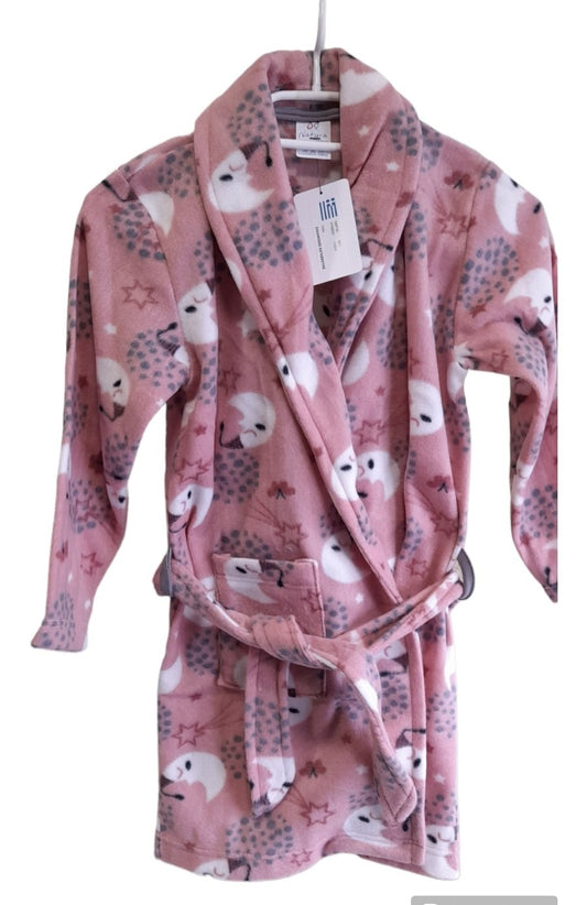 Polar fleece Ρόμπα κοριτσιών pink fluo, δετή στη μέση #0571