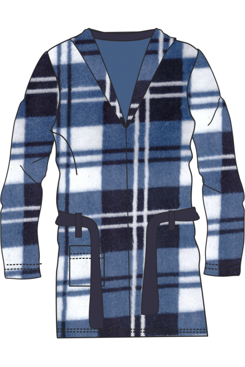 Polar fleece Ρόμπα αγοριών σε καρό, δετή στη μέση #0572