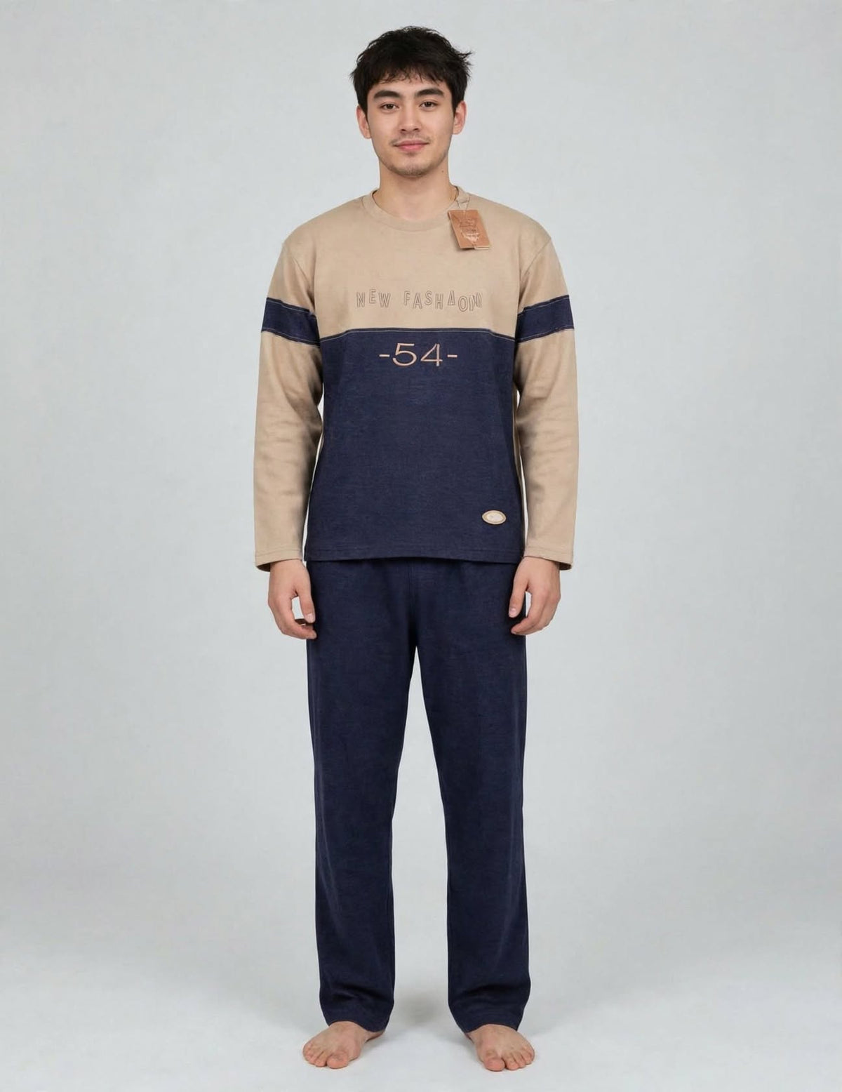 Εφηβική πιτζάμα jeens look, αγοριών 100% βαμβακερή φούτερ ελληνικής κατασκευής #725