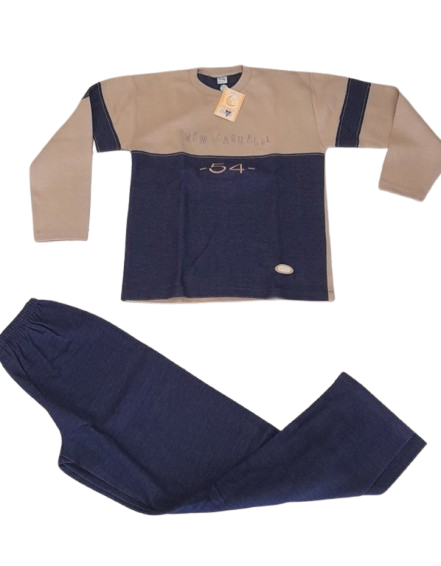 Εφηβική πιτζάμα jeens look, αγοριών 100% βαμβακερή φούτερ ελληνικής κατασκευής #725