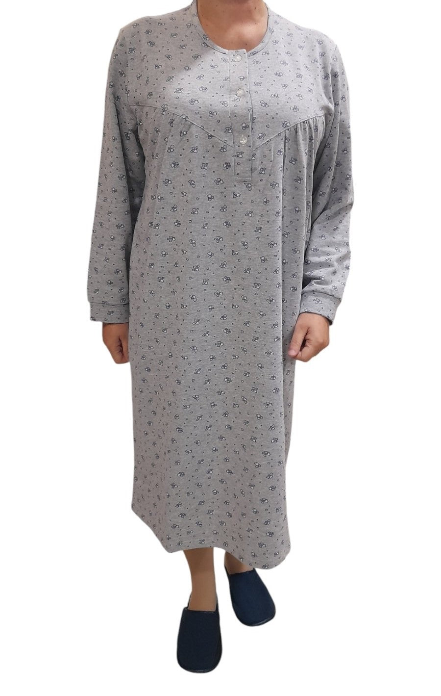 Νυχτικό κλασικό Φανέλα βαμβακερό χειμερινό με χνούδι #21618