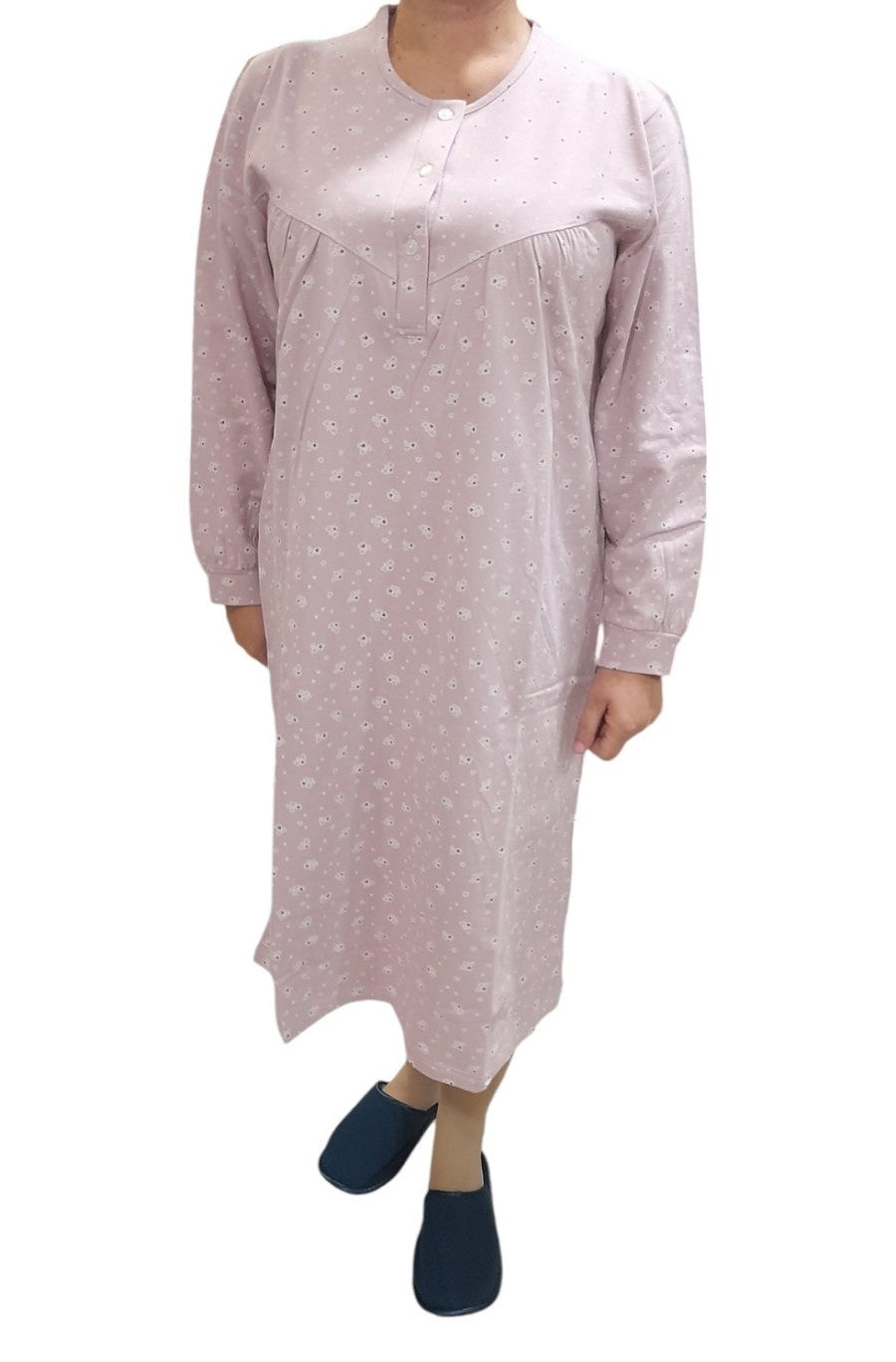 Νυχτικό κλασικό Φανέλα βαμβακερό χειμερινό με χνούδι #21618