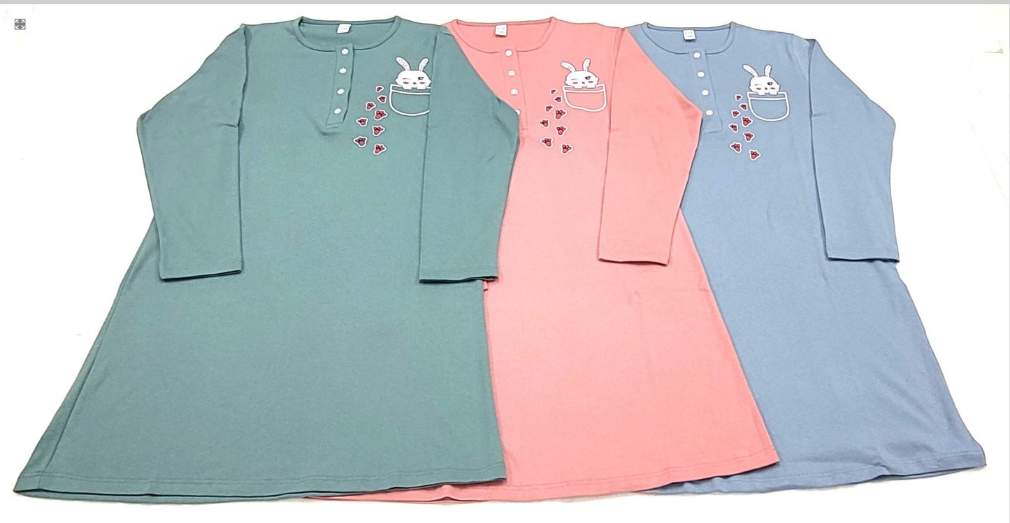 Νεανική Νυχτικιά βαμβακερή Ίντερλοκ & τύπωμα #1080