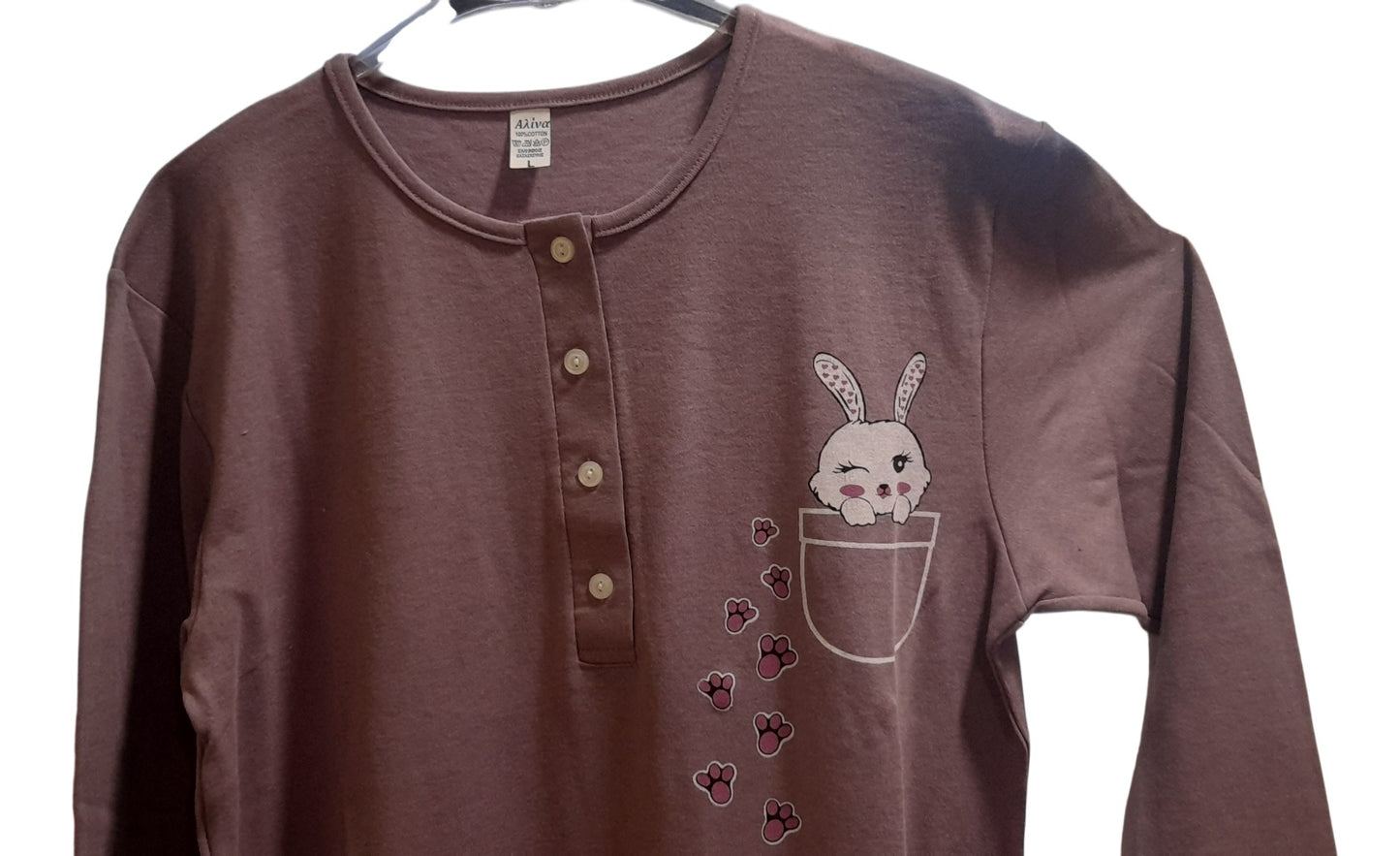 Νεανική Νυχτικιά βαμβακερή Ίντερλοκ & τύπωμα #1080