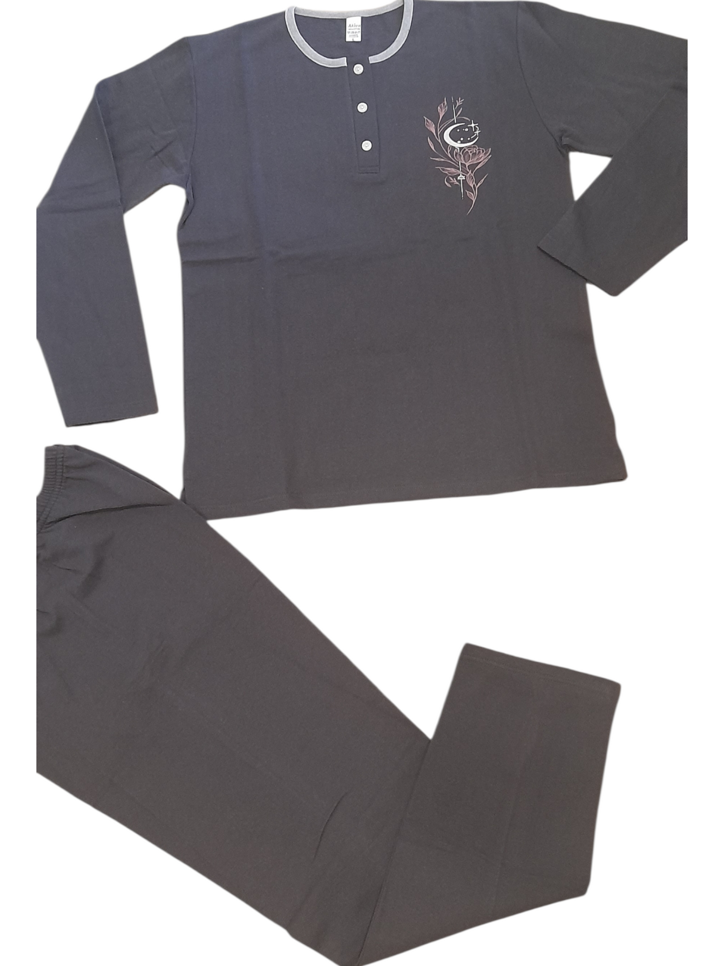 Γυναικεία φούτερ βαμβακερή πιτζάμα με μονόχρωμο παντελόνι #6521