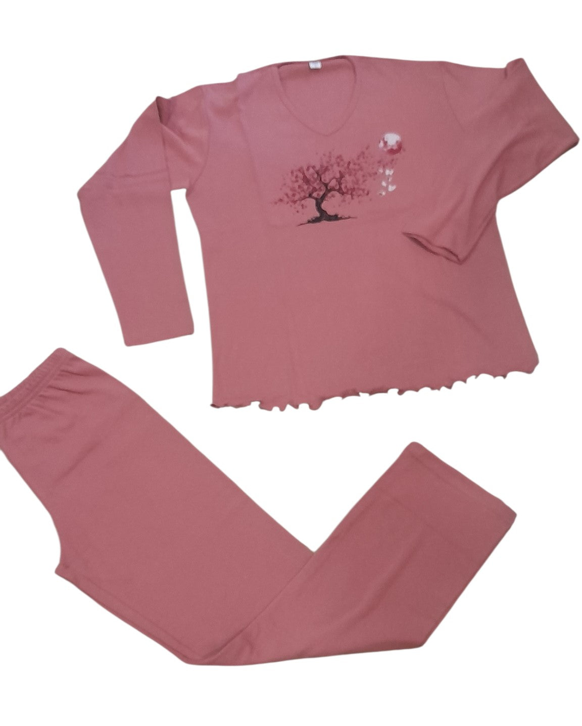 Γυναικεία 100% βαμβακερή πιτζάμα με ΒΕ V λαιμό #1130