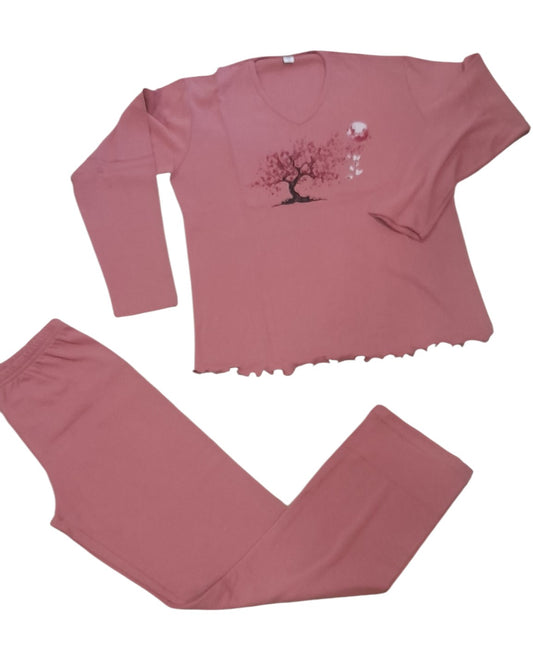 Γυναικεία 100% βαμβακερή πιτζάμα με ΒΕ V λαιμό #1130