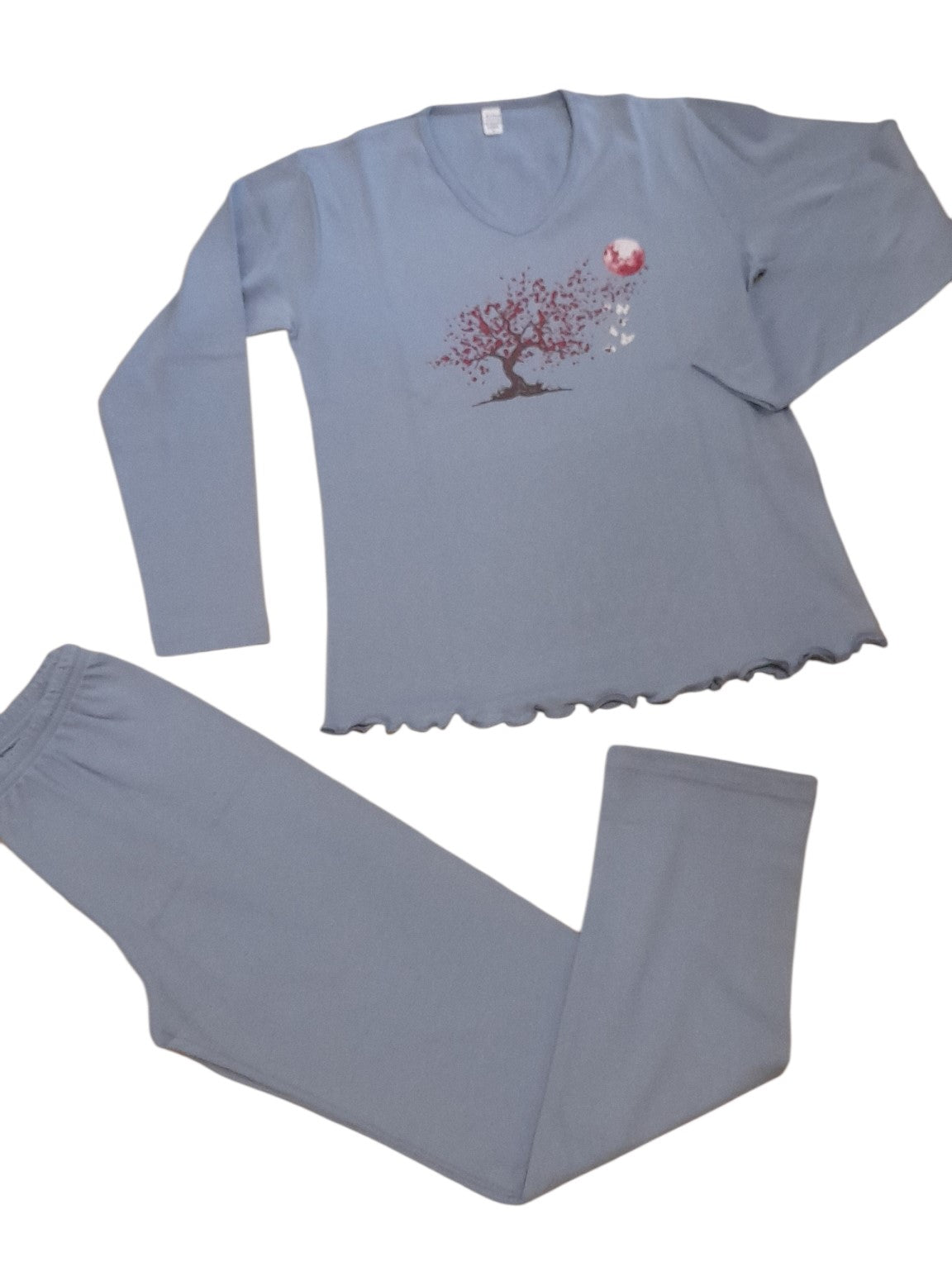 Γυναικεία 100% βαμβακερή πιτζάμα με ΒΕ V λαιμό #1130