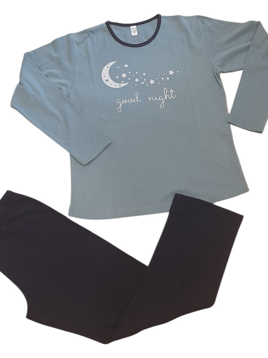 Γυναικεία 100% βαμβακερή πιτζάμα με στρόγγυλο λαιμό #1120