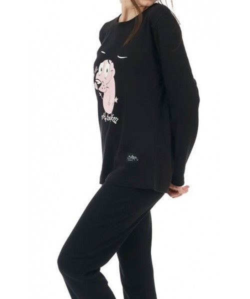 Γυναικεία πιτζάμα homewear 100% βαμβάκι πενιέ σε rib πλέξη #1213