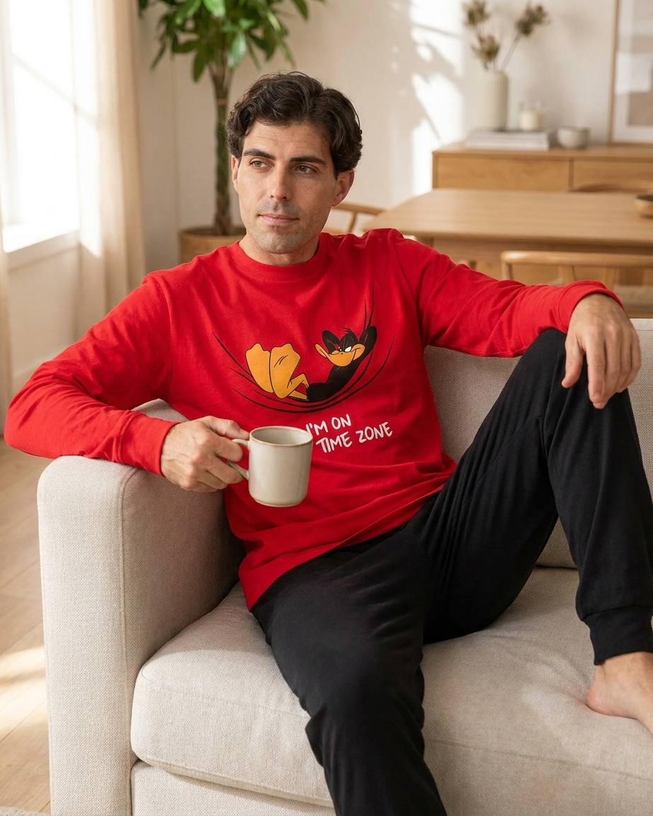Ανδρική πιτζάμα 100% βαμβάκι τύπωμα DAFFY DUCK #1303