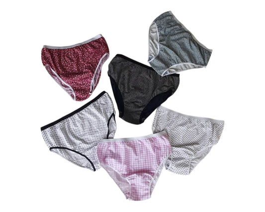 6-pack Γυναικείο βαμβακερό σλιπ 3/4 σε κλασική γραμμή και εμπριμέ σχέδιο #2205