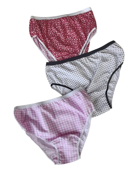 3-pack Γυναικείο βαμβακερό σλιπ 3/4 σε κλασική γραμμή και εμπριμέ σχέδιο #1205
