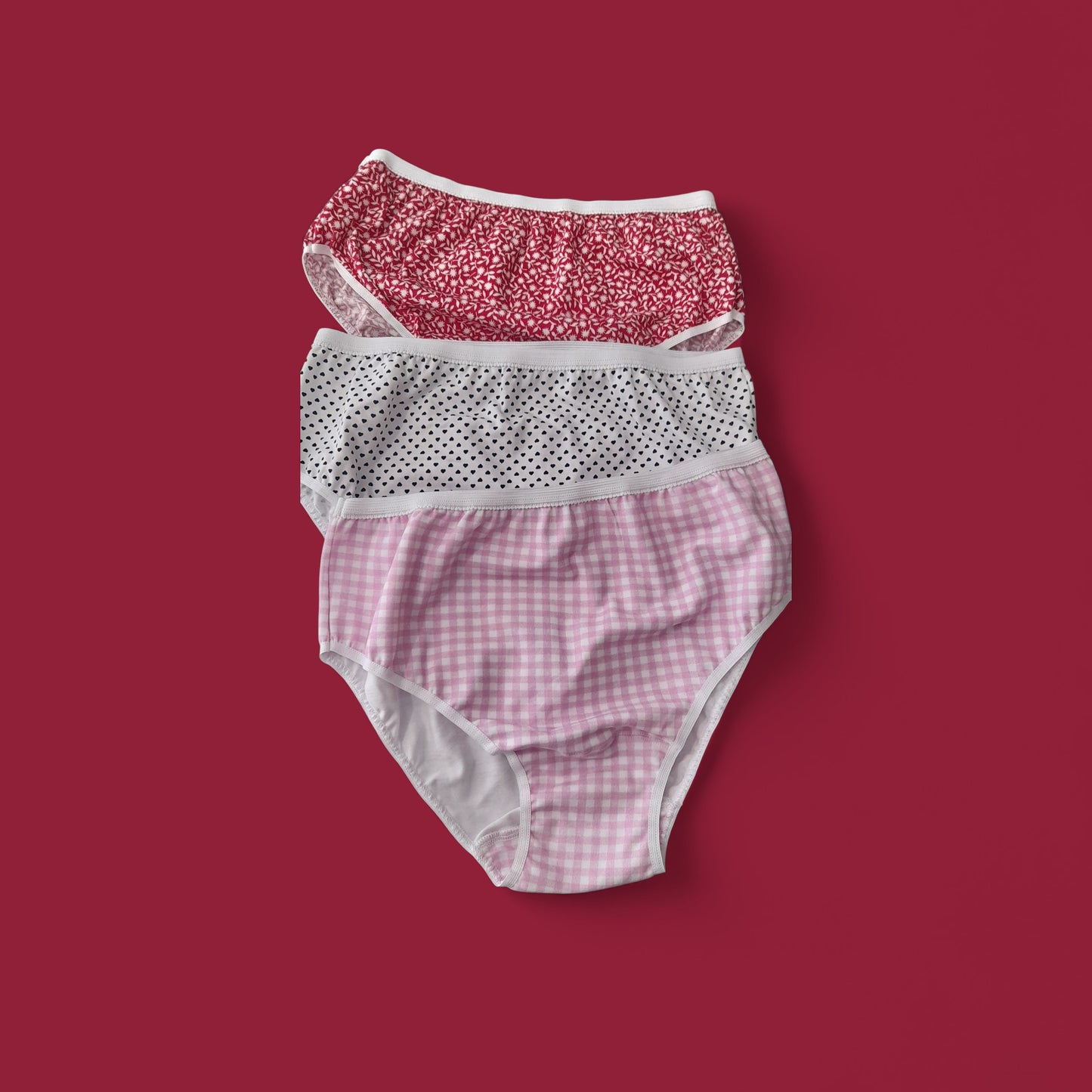 3-pack Γυναικείο βαμβακερό σλιπ 3/4 σε κλασική γραμμή και εμπριμέ σχέδιο #1205