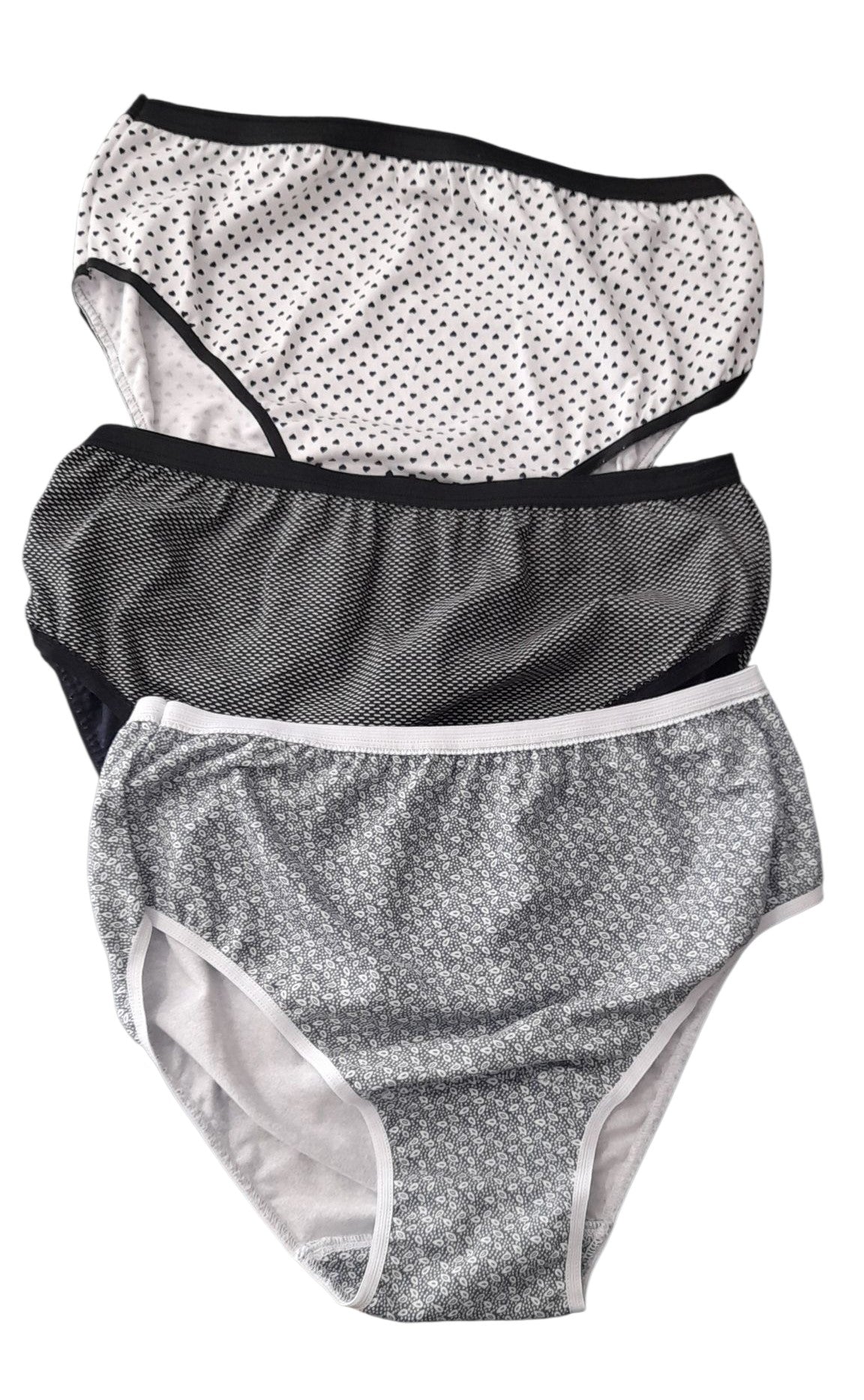 3-pack Γυναικείο βαμβακερό σλιπ 3/4 σε κλασική γραμμή και εμπριμέ σχέδιο #1205