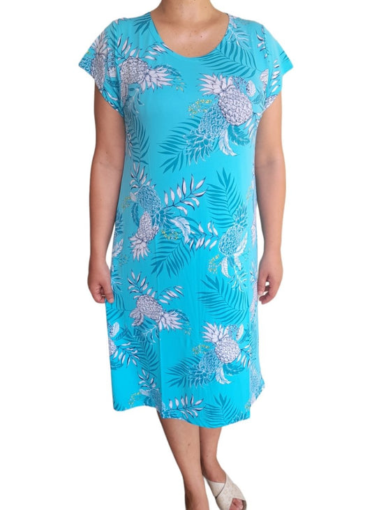 Φορεματάκι με κοντό μανίκι, μεγάλο floral #345
