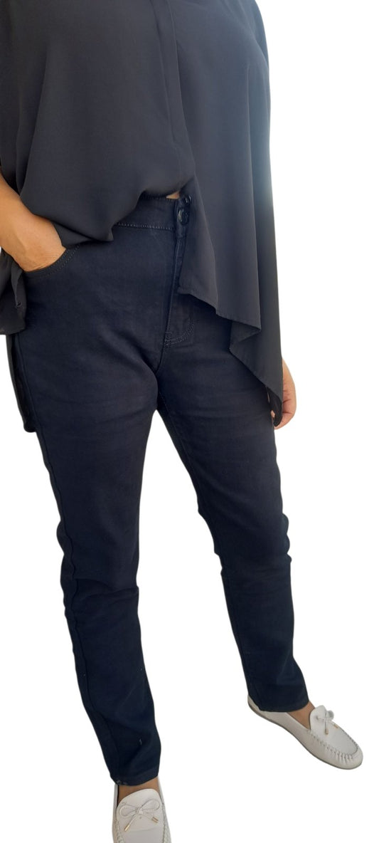 Γυναικείο τζην (jeans) παντελόνι ελαστικό Baggy line Blue black. #2637