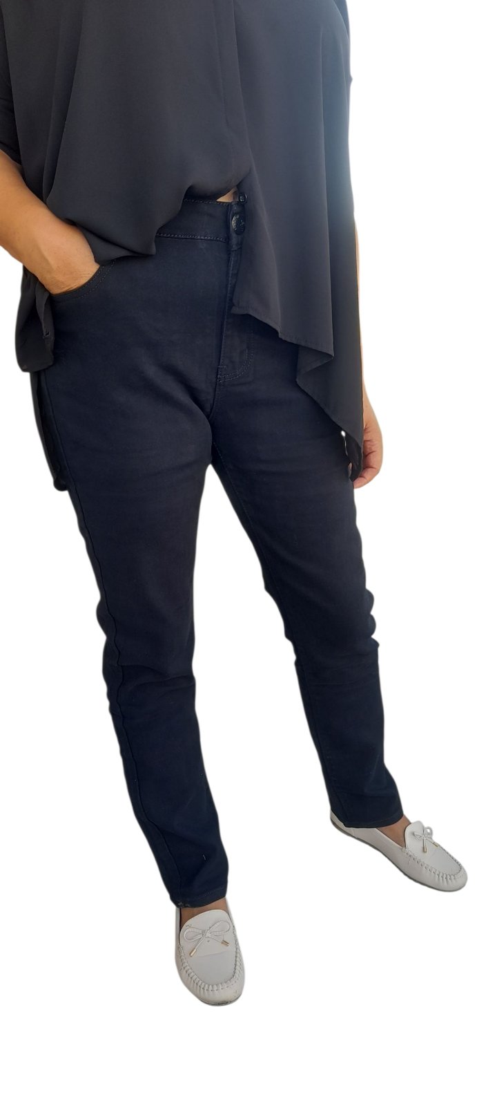 Γυναικείο τζην (jeans) παντελόνι ελαστικό Baggy line Blue black. #2637